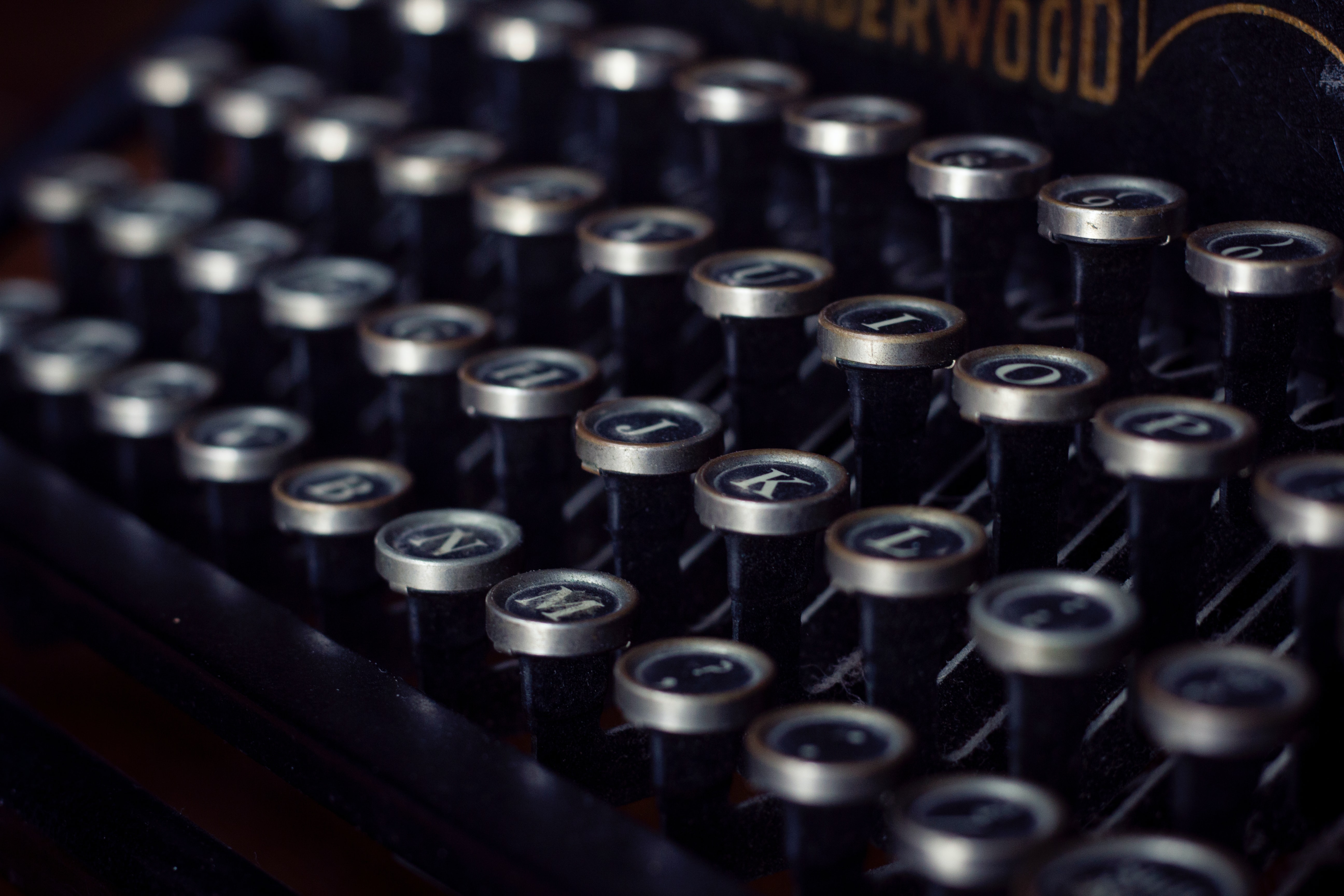 A close up image of a typewriter.